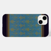 Blau-Gold-Muster Case-Mate iPhone Hülle (Rückseite (Horizontal))