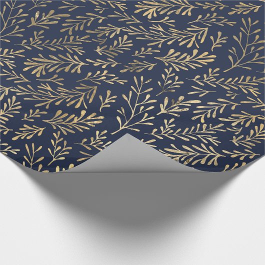 Blau/Gold-Muster Geschenkpapier (Ecke)