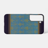 Blau-Gold-Muster Samsung Galaxy Hülle (Rückseite (Horizontal))
