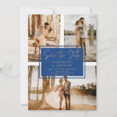 Blau-Gold-Raster Save the Date 3 Foto (Vorderseite)