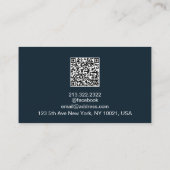 Blau, Gold, Rosa Moderner Beruflicher QR-Code Visitenkarte (Rückseite)