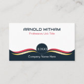 Blau, Gold, Rosa Moderner Beruflicher QR-Code Visitenkarte (Vorderseite)