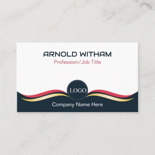 Blau, Gold, Rosa Moderner Beruflicher QR-Code Visitenkarte (Vorderseite)