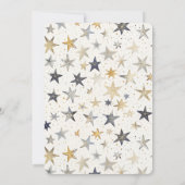 Blau Gold Silber Sterne Geburtstag   Einladung (Rückseite)