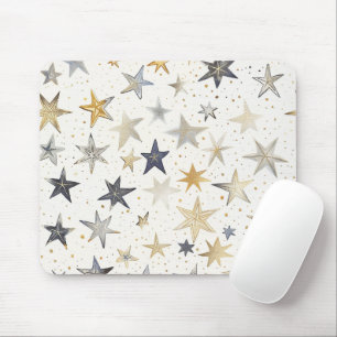 Blau Gold Silber Sterne Mousepad