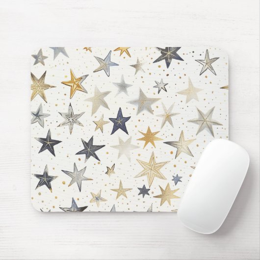 Blau Gold Silber Sterne Mousepad (Mit Mouse)
