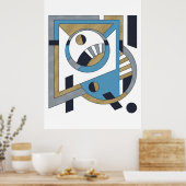 Blau, Gold, Silver Avant Garde Geometric Abstrakt Poster (Küche)