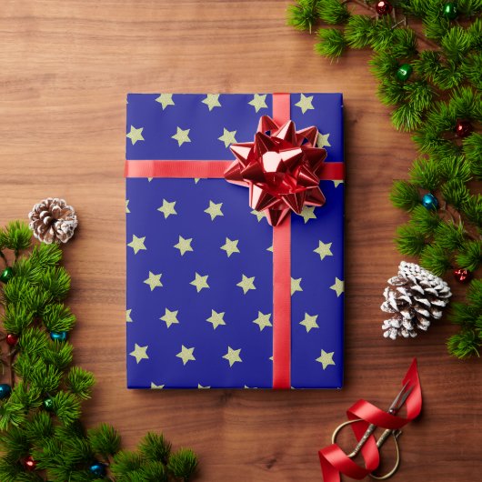 Blau & Gold Sternmuster Geschenkpapier (Feiertagsgeschenk)
