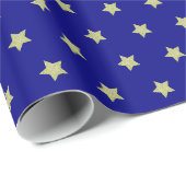 Blau & Gold Sternmuster Geschenkpapier (Rolleneckpunkt)