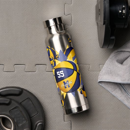 Blau Gold Team Farben Basketball Stars Girl's Trinkflasche (Fitnessstudio)
