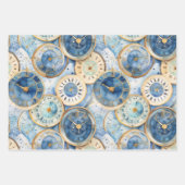 Blau-Gold-Uhr-Muster Geschenkpapier Set (Vorderseite 3)