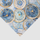 Blau-Gold-Uhr-Muster Seidenpapier (Ausschnitt)