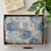 Blau-Gold-Uhr-Muster Seidenpapier (Geschenk)