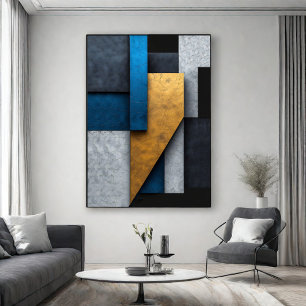 Blau, Gold und Beton Poster