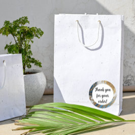 Blau-Gold und weißer Marmor Vielen Dank Runder Aufkleber