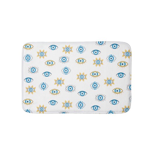 Blau-, Gold- und Weißgriechisch-Auge-Mati-Muster Badematte (Vorderseite)