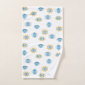 Blau-, Gold- und Weißgriechisch-Auge-Mati-Muster Badhandtuch Set (Handtuch)