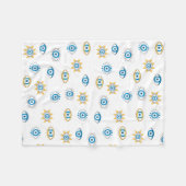 Blau-, Gold- und Weißgriechisch-Auge-Mati-Muster Fleecedecke (Vorderseite (Horizontal))