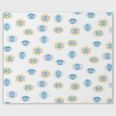 Blau-, Gold- und Weißgriechisch-Auge-Mati-Muster Geschenkpapier (Flach)