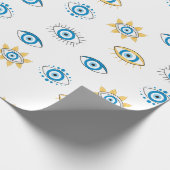 Blau-, Gold- und Weißgriechisch-Auge-Mati-Muster Geschenkpapier (Ecke)