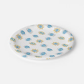 Blau-, Gold- und Weißgriechisch-Auge-Mati-Muster Pappteller (Schrägansicht)
