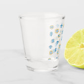 Blau-, Gold- und Weißgriechisch-Auge-Mati-Muster Schnapsglas (Links)
