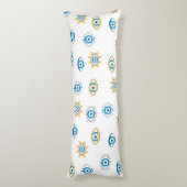 Blau-, Gold- und Weißgriechisch-Auge-Mati-Muster Seitenschläferkissen (Rückseite (Vertikal))