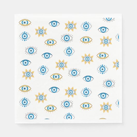 Blau-, Gold- und Weißgriechisch-Auge-Mati-Muster Serviette (Vorderseite)