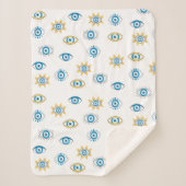 Blau-, Gold- und Weißgriechisch-Auge-Mati-Muster Sherpadecke (Vorderseite)