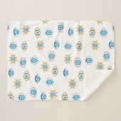 Blau-, Gold- und Weißgriechisch-Auge-Mati-Muster Sherpadecke (Vorderseite (Horizontal))