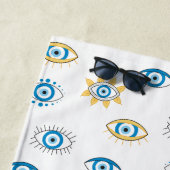 Blau-, Gold- und Weißgriechisch-Auge-Mati-Muster Strandtuch (Beispiel)