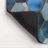 Blau Gold Weiß Abstrakt Mousepad (Ecke)