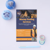 Blau Gold Weiß Dachdecker Custom Flyer (Einzeln)