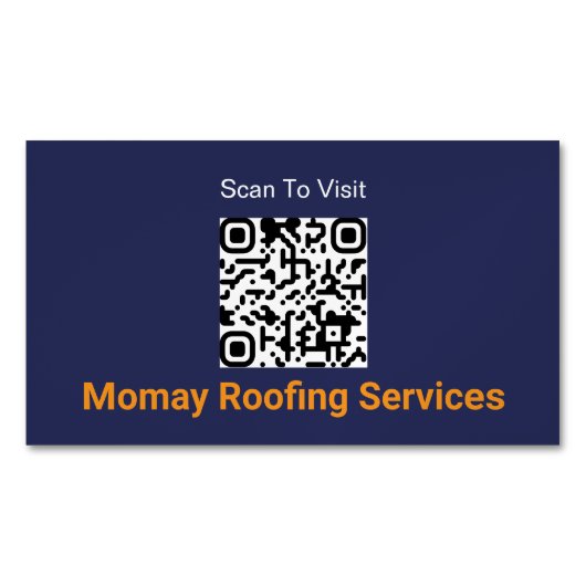 Blau Gold Weiß Dachdecker QR-Code Magnetische Visitenkarte (Vorderseite)