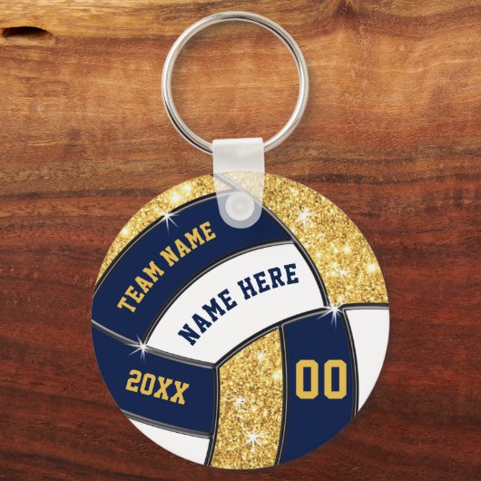 Blau, Gold, White Volleyball Geschenke BULK oder k Schlüsselanhänger (Vorderseite)
