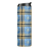 BLAU & GOLD WINTER SNOWFLAKE KARIERTE MUSTER THERMOSBECHER (Nach links gedreht)