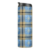 BLAU & GOLD WINTER SNOWFLAKE KARIERTE MUSTER THERMOSBECHER (Nach rechts gedreht)