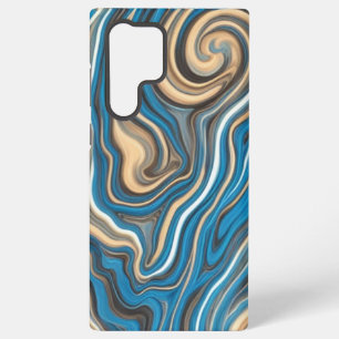 Blau & Gold Wirbel Wellen S22 Ultra Hülle Samsung Galaxy Hülle