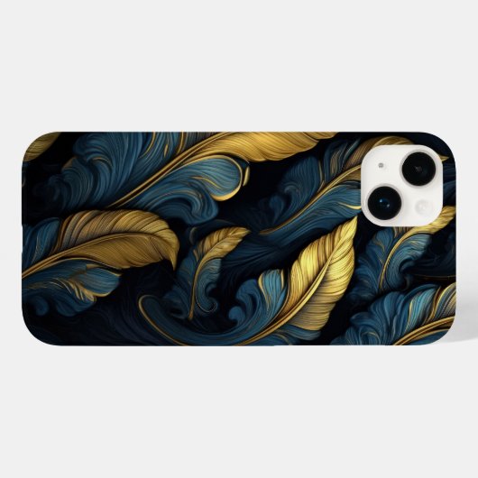 Blau - Goldblättern Case-Mate iPhone Hülle (Rückseite (Horizontal))