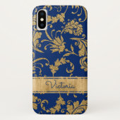 Blau, GoldblumenCase-Mate iPhone X Fall Case-Mate iPhone Hülle (Rückseite)
