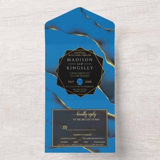 Blau golden Abstrakt in einer Einladung (Innen Boden)