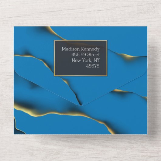 Blau golden Abstrakt in einer Einladung (Rückseite)