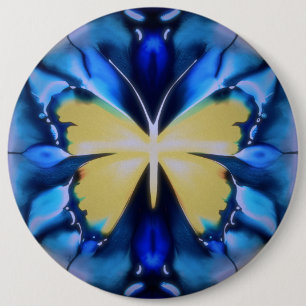Blau-goldener Tie-Dye-Schmetterlingsknopf Button