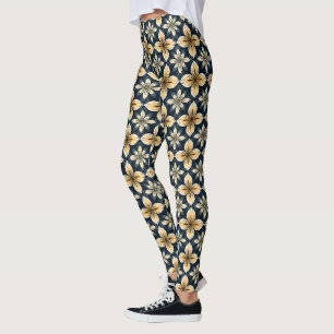 Blau-goldenes Abstrakt  Leggings
