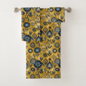 Blau-goldenes Blumen-Badehandtuch-Set Badhandtuch Set (Insitu)