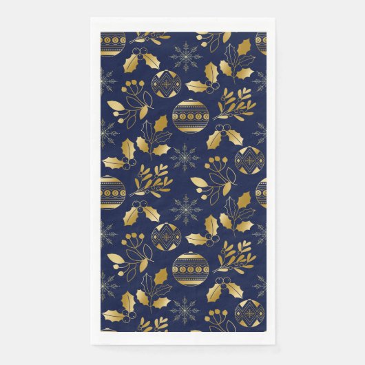 Blau-goldenes Feiertagsmuster Serviette (Vorderseite)