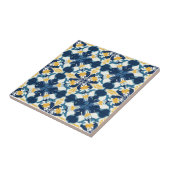 Blau-goldenes Keramikfliesenmuster Fliese (Seite)