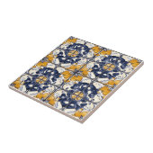 Blau-goldenes Keramikfliesenmuster Fliese (Seite)