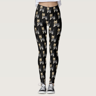 Blau-goldenes Muster eines Yorkshire-Terrier-Hunde Leggings