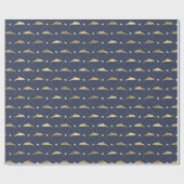 Blau-goldenes nautisches Delfinmuster Geschenkpapier (Flach)
